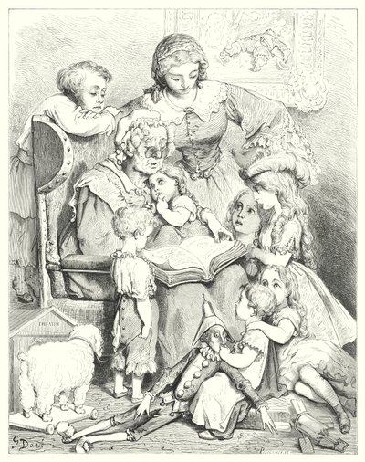 Familiefortælling (gravering) af Gustave Dore