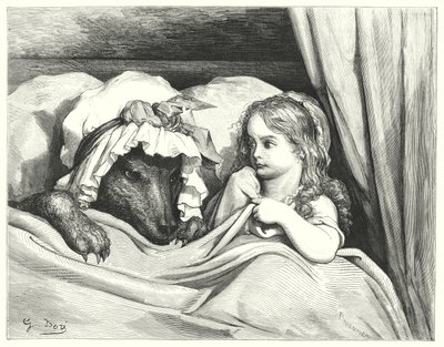 Le Petit Chaperon Rouge; Rødhætte (gravering) af Gustave Dore