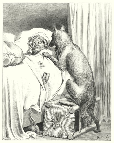 Le Petit Chaperon Rouge; Rødhætte (gravering) af Gustave Dore
