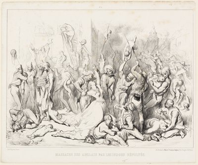 Massakre på englænderne af oprørende hinduer af Gustave Dore
