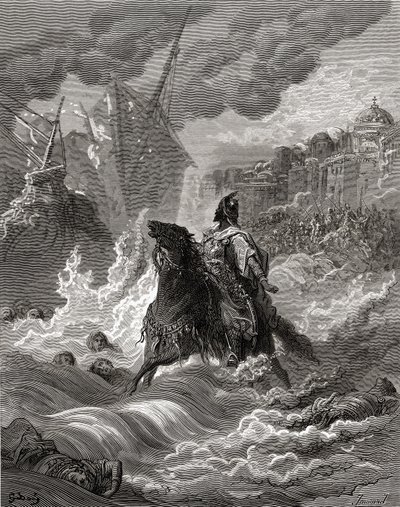Mohammed II (1432-81) før Konstantinopel i 1453, illustration fra 