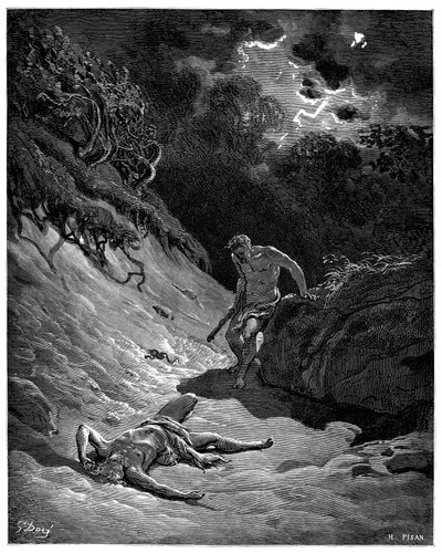 Kains mord på Abel - Illustration af Gustave Dore for The Bible. af Gustave Dore
