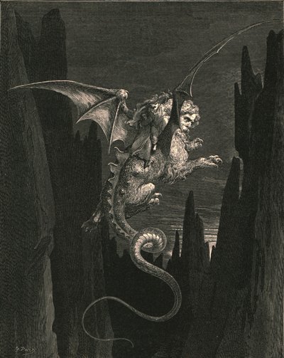Ny rædsel, jeg undfangede ved det stejle dyk, c1890. af Gustave Dore
