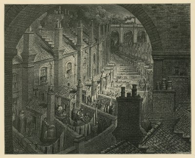 Over London med tog af Gustave Dore