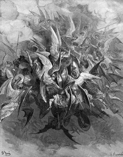 Paradise Lost: The Battle of the Angels. af Gustave Dore