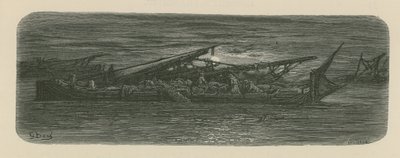 Folk på dækket af en båd på Themsen af Gustave Dore