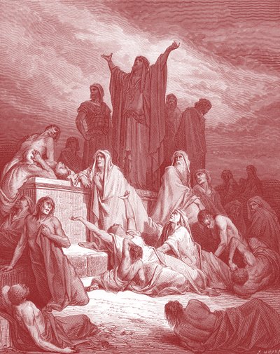 Jerusalems pest, gravering af Doré. - Bibel af Gustave Dore