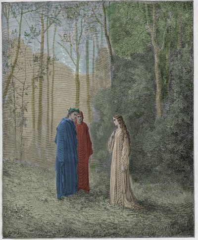 Purgatorio, Canto 5: Dante taler med Pia de Tolomei af Gustave Dore