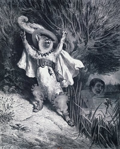 Puss in Boots, illustration af Gustave Dore (1832-1883) til eventyret af Charles Perrault (1628-1703) af Gustave Dore
