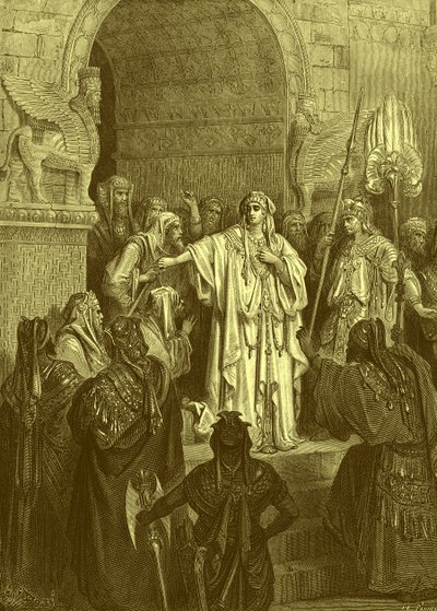 Dronning Vashti, gravering af Doré. - Bibel af Gustave Dore