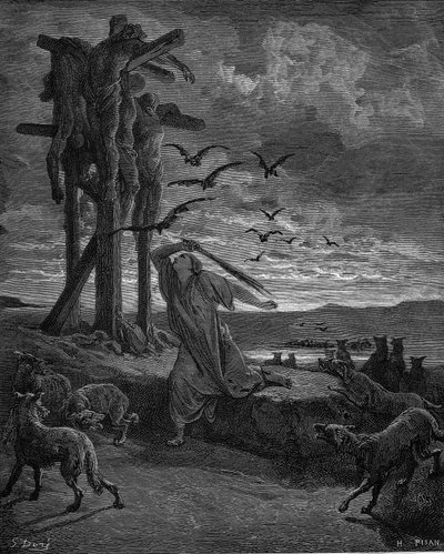 Rizpah, kong Sauls medhustru, 1866 af Gustave Dore