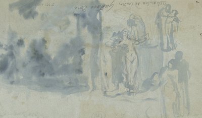 Skitser af mennesker, inklusive en nøgen kvinde af Gustave Dore