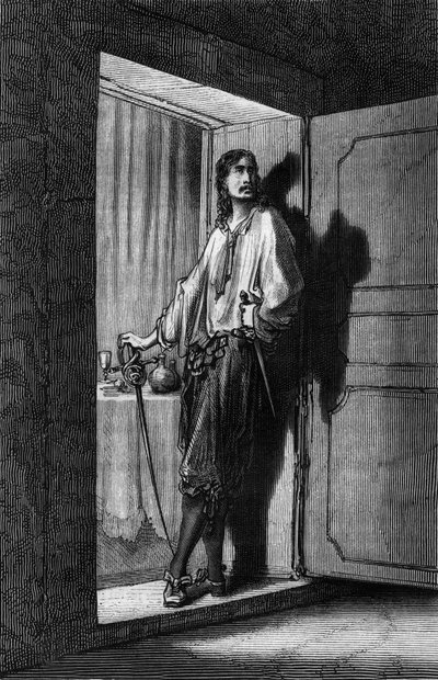 Sigognac, illustration af Gustave Dore af bogen Kaptajn Fracasse af Theophile Gautier af Gustave Dore
