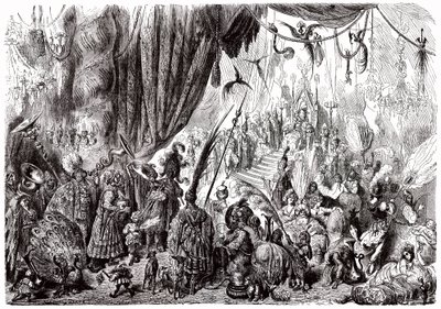 Sømanden Sindbad (Sinbad) - fortællingen om de tusind og en (1001) nat - illustration af Gustave Dore - Maxwell-udgave 1865 - Sjette rejse: ved hoffet hos kongen af Serendib af Gustave Dore