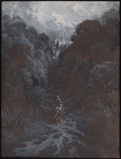 Sir Lancelot nærmer sig slottet i Astolat af Gustave Dore