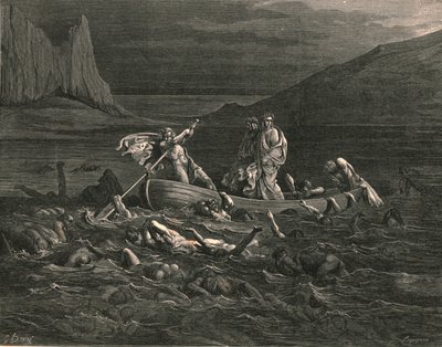 Snart begge gik om bord og skar bølgerne, c1890. af Gustave Dore