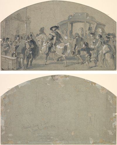 Gadescene (rekto); Skitser (omvendt) af Gustave Dore