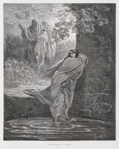 Susanna i badet (Dan. 13:1-26), illustration fra Dore-bibelen af Gustave Dore