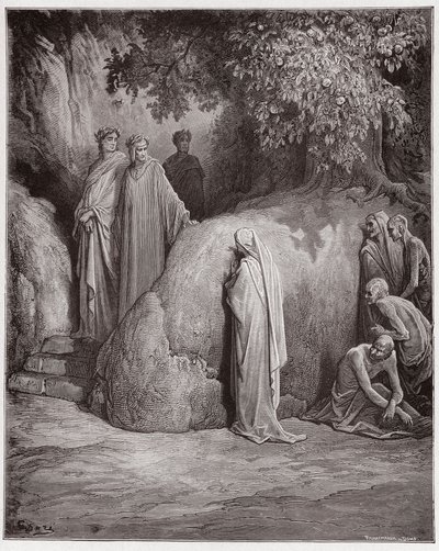 Den guddommelige komedie (La Divina Comedia, La Divine Comedie), Purgatorio, Canto 23: Dante genkender skyggen af ​​Forese blandt frådserne - af Dante Alighieri (1265-1321) - Illustration af Gustave Dore (1832-1883) af Gustave Dore