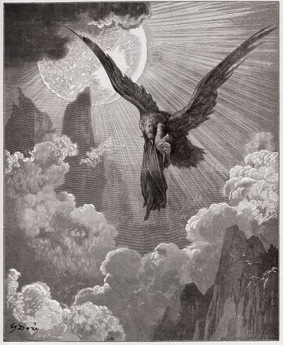 Den guddommelige komedie (La Divina Comedia, La Divine Comedie), Purgatorio, Canto 9: Dante bliver i en drøm båret af en ørn - af Dante Alighieri (1265-1321) - Illustration af Gustave Dore (1832-1883) af Gustave Dore