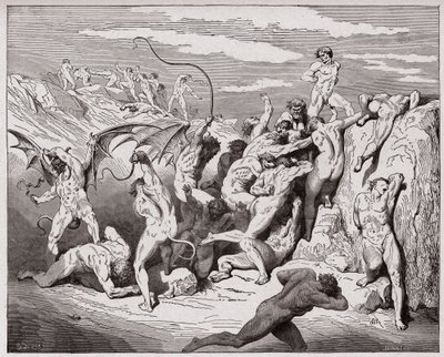 Den guddommelige komedie (La Divina Commedia, La Divine Comedie), Inferno, Canto 18: Djævle og forførere - af Dante Alighieri (1265-1321) - Illustration af Gustave Dore (1832-1883) af Gustave Dore