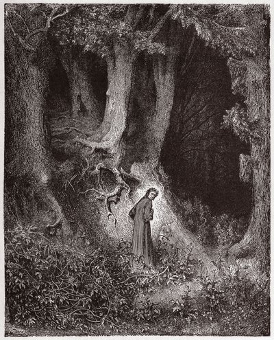Den guddommelige komedie (La Divina Commedia, La Divine Comedie), Inferno, Canto 1: Dante i den vilde skov - af Dante Alighieri (1265-1321) - Illustration af Gustave Dore (1832-1883) af Gustave Dore