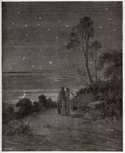 The Divine Comedy (La Divina Commedia, La Divine Comedie), Inferno, Canto 2: The darkening sky of the first night - af Dante Alighieri (1265-1321) - Illustration af Gustave Dore (1832-1883) af Gustave Dore