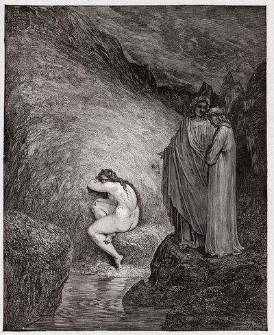 Den guddommelige komedie (La Divina Commedia, La Divine Comedie), Inferno, Canto 30: Myrrha, dømt for incest - af Dante Alighieri (1265-1321) - Illustration af Gustave Dore (1832-1883) af Gustave Dore