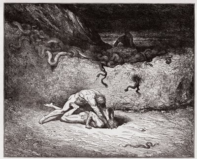 Den guddommelige komedie (La Divina Commedia, La Divine Comedie), Inferno, Canto 30: Forfalskernes pine i den niende bolgia (Gianni Schicchi) - af Dante Alighieri (1265-1321) - Illustration af Gustave Dore (1832-1883) af Gustave Dore