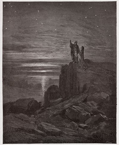 Den guddommelige komedie (La Divina Commedia, La Divine Comedie), Inferno, Canto 34: Digterne kommer ud af helvede - af Dante Alighieri (1265-1321) - Illustration af Gustave Dore (1832-1883) af Gustave Dore