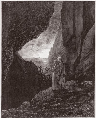Den guddommelige komedie (La Divina Commedia, La Divine Comedie), Inferno, Canto 34: Virgil og Dante stiger op til den øvre verden - af Dante Alighieri (1265-1321) - Illustration af Gustave Dore (1832-1883) af Gustave Dore