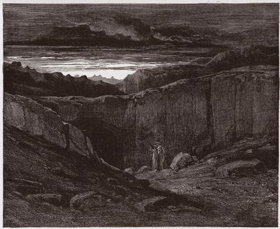 Den guddommelige komedie (La Divina Commedia, La Divine Comedie), Inferno, Canto 3: Virgil og Dante ved helvedes porte - af Dante Alighieri (1265-1321) - Illustration af Gustave Dore (1832-1883) af Gustave Dore