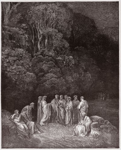 Den guddommelige komedie (La Divina Commedia, La Divine Comedie), Inferno, Canto 4: Homer, digterne og heltene i Limbo - af Dante Alighieri (1265-1321) - Illustration af Gustave Dore (1832-1883) af Gustave Dore