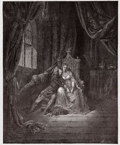 Den guddommelige komedie (La Divina Commedia, La Divine Comedie), Inferno, Canto 5: Paolo og Francesca - af Dante Alighieri (1265-1321) - Illustration af Gustave Dore (1832-1883) af Gustave Dore