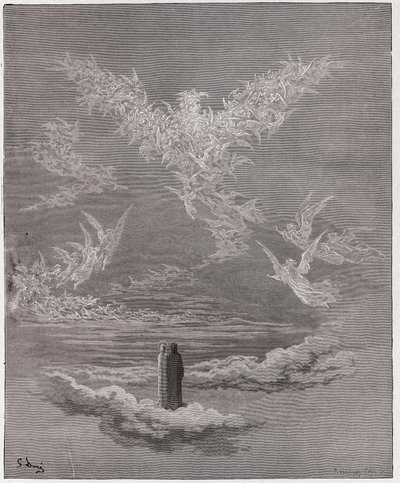 Den guddommelige komedie (La Divina Commedia, La Divine Comedie), Paradiso, Canto 19: De velsignede sjæle danner en ørn på himlen - af Dante Alighieri (1265-1321) - Illustration af Gustave Dore (1832-1883) af Gustave Dore