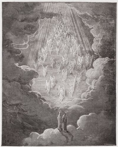 Den guddommelige komedie (La Divina Commedia, La Divine Comedie), Paradiso, Canto 21: Beatrice og Dante i Saturns sfære - af Dante Alighieri (1265-1321) - Illustration af Gustave Dore (1832-1883) af Gustave Dore
