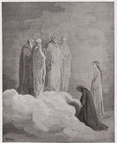 Den guddommelige komedie (La Divina Commedia, La Divine Comedie), Paradiso, Canto 26: St. John undersøger Dante angående kærlighed - af Dante Alighieri (1265-1321) - Illustration af Gustave Dore (1832-1883) af Gustave Dore
