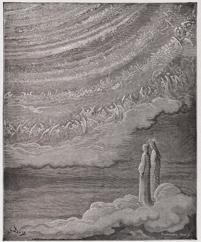 Den guddommelige komedie (La Divina Commedia, La Divine Comedie), Paradiso, Canto 28: Himlens glitrende vært - af Dante Alighieri (1265-1321) - Illustration af Gustave Dore (1832-1883) af Gustave Dore