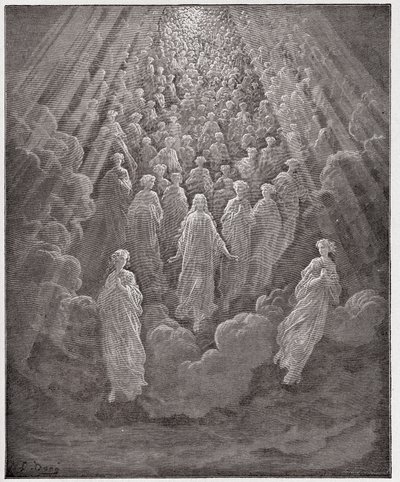 Den guddommelige komedie (La Divina Commedia, La Divine Comedie), Paradiso, Canto 5: Værten af utallige glødende sjæle i det andet rige - af Dante Alighieri (1265-1321) - Illustration af Gustave Dore (1832-1883) af Gustave Dore