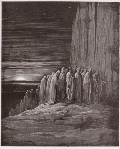 Den guddommelige komedie (La Divina Commedia, La Divine Comedie), Purgatorio, Canto 18: Mængden af ​​dovendyr - af Dante Alighieri (1265-1321) - Illustration af Gustave Dore (1832-1883) af Gustave Dore