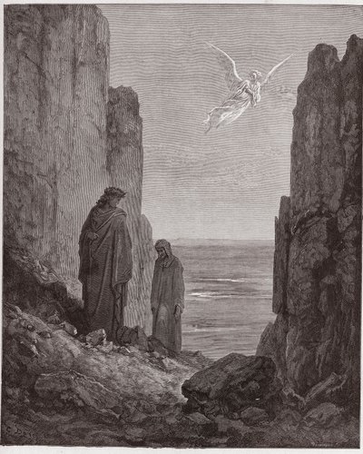 Den guddommelige komedie (La Divina Commedia, La Divine Comedie), Purgatorio, Canto 19: Digterne stiger op til den femte cirkel - af Dante Alighieri (1265-1321) - Illustration af Gustave Dore (1832-1883) af Gustave Dore