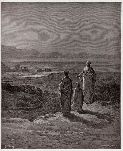 Den guddommelige komedie (La Divina Commedia, La Divine Comedie), Purgatorio, Canto 1: Dante knæler foran Statius - af Dante Alighieri (1265-1321) - Illustration af Gustave Dore (1832-1883) af Gustave Dore