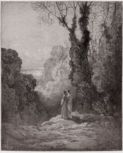 Den guddommelige komedie (La Divina Commedia, La Divine Comedie), Purgatorio, Canto 1: Digterne ser skønheden ved Venus på morgenhimlen - af Dante Alighieri (1265-1321) - Illustration af Gustave Dore (1832-1883) af Gustave Dore