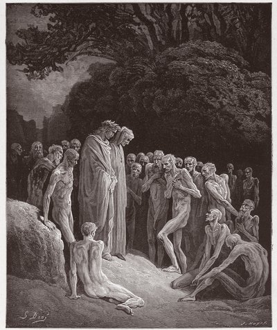 The Divine Comedy (La Divina Commedia, La Divine Comedie), Purgatorio, Canto 23: The souls of the glutonous - af Dante Alighieri (1265-1321) - Illustration af Gustave Dore (1832-1883) af Gustave Dore