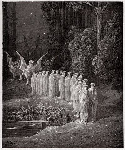 Den guddommelige komedie (La Divina Commedia, La Divine Comedie), Purgatorio, Canto 29: De 24 ældste i den apokalyptiske procession - af Dante Alighieri (1265-1321) - Illustration af Gustave Dore (1832-1883) af Gustave Dore