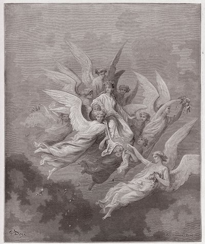 Den guddommelige komedie (La Divina Commedia, La Divine Comedie), Purgatorio, Canto 30: Beatrice blandt englene - af Dante Alighieri (1265-1321) - Illustration af Gustave Dore (1832-1883) af Gustave Dore