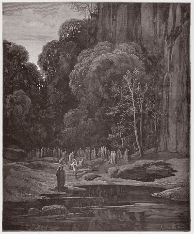 The Divine Comedy (La Divina Commedia, La Divine Comedie), Purgatorio, Canto 5: De sene angrende synger Miserere - af Dante Alighieri (1265-1321) - Illustration af Gustave Dore (1832-1883) af Gustave Dore