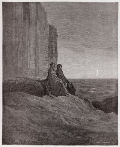 The Divine Comedy (La Divina Commedia, La Divine Comedie), Purgatorio, Canto 9: Twilight - af Dante Alighieri (1265-1321) - Illustration af Gustave Dore (1832-1883) af Gustave Dore