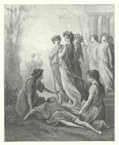 La Fontaines fabler: Daphnis og Alcimadura (kobberstik) af Gustave Dore