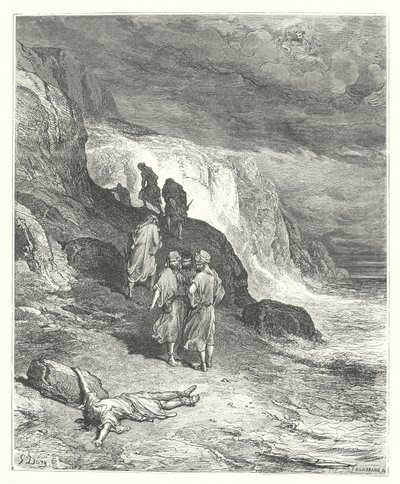 La Fontaines fabler: Jupiter og den rejsende (kobberstik) af Gustave Dore